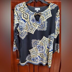 JM collection Black embellished tunic top. Sz.M